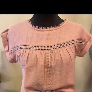Pink Lace Trim Women's Top